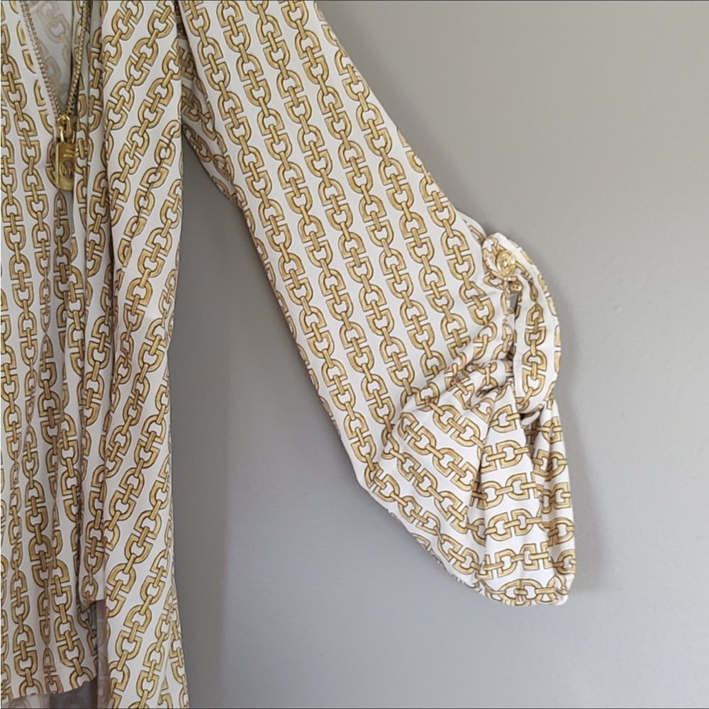 Michael Kors Chainlink MK Logo Zipper Top Cream/Gold - Picture 9 of 10